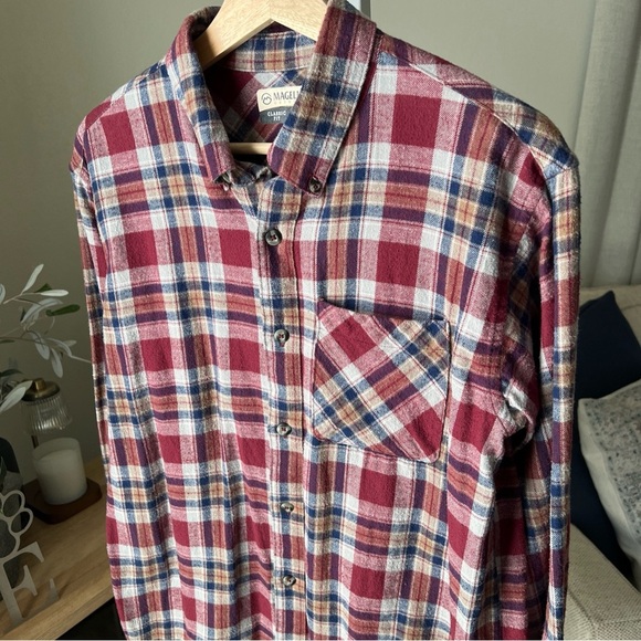 Magellan Classic Fit Maroon Flannel L/S Button Up Size S - Picture 2 of 13